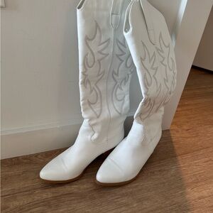 White Cowboy Knee-High Boots